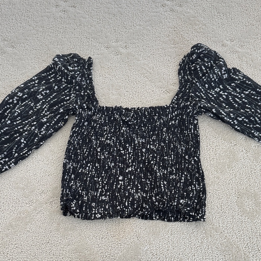 Black Floral Women's Top